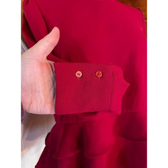 Zara Women's Red Tiered Peplum Top Blouse sz S - Picture 3 of 8